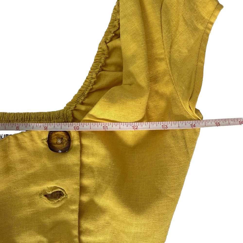 Urban Outfitters womens Set skirt and crop top Size XS Yellow Button Linen - Picture 6 of 10